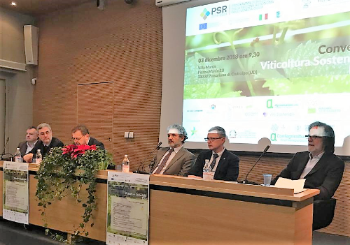 L'assessore regionale alle Risorse agroalimentari, Stefano Zannier, interviene al convegno sul progetto "Viticoltura sostenibile FVG" a Villa Manin di Passariano.